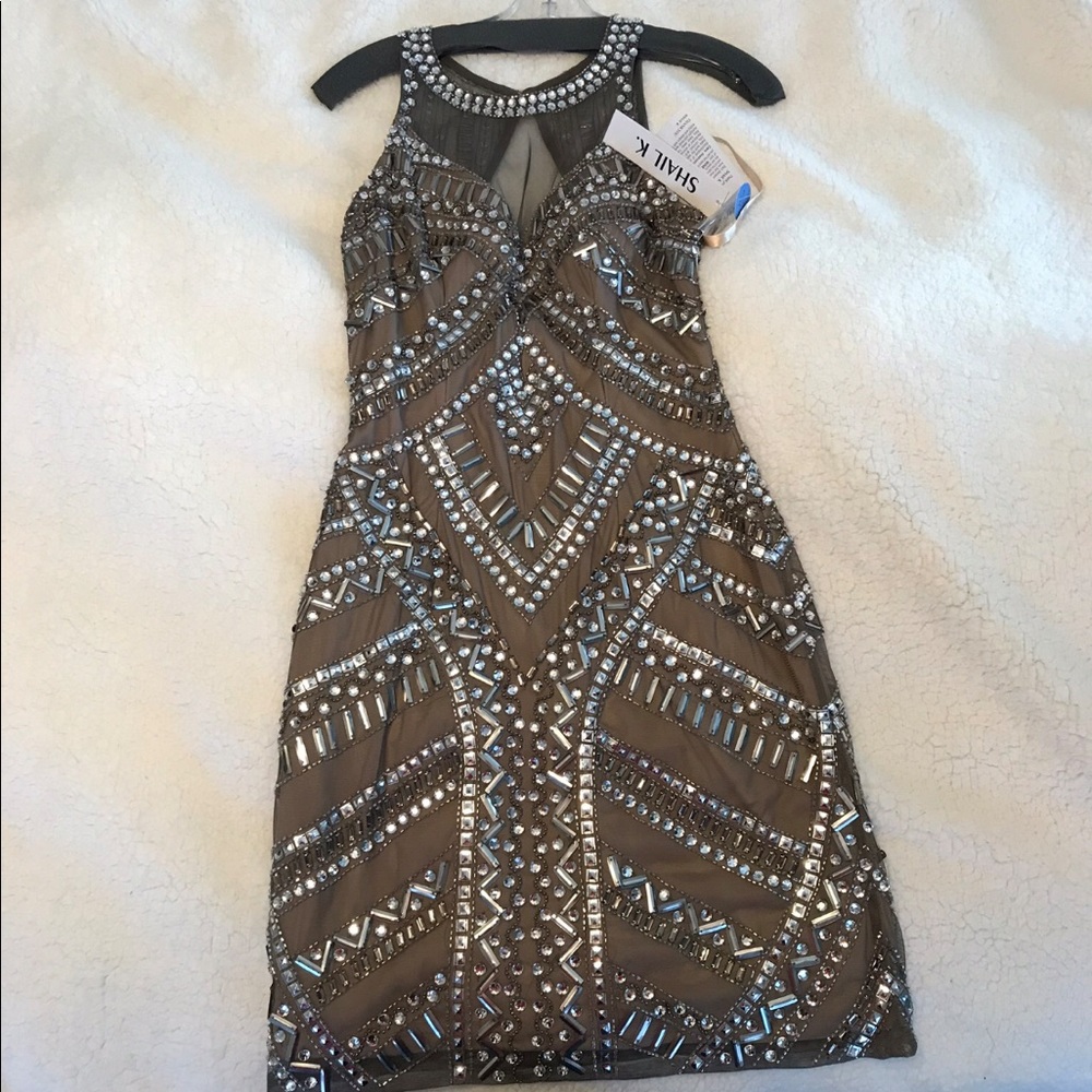 Gray Embellished Homecoming/Party Dress